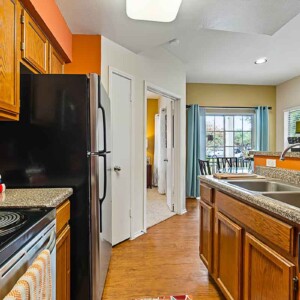 kitchen looking into dining area