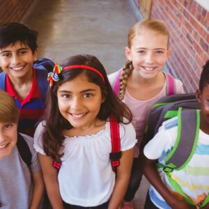 happy school children