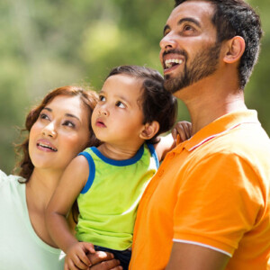 family on a nature walk