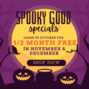 1/2 month free for November and December when you lease in Oct