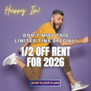 September Special - Don't miss this limited time special, 1/2 off rent for 2026
